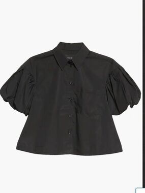 Simone Rocha Black Puff-Sleeve Button Down Shirt